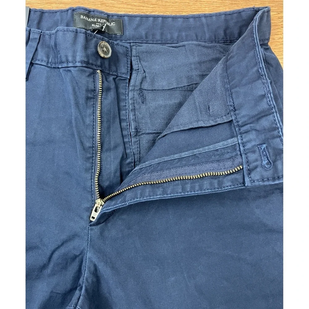 Banana Republic Lived-in Chino Men's Navy Blue Pants Size 31 x 32 Slim Fit NEW